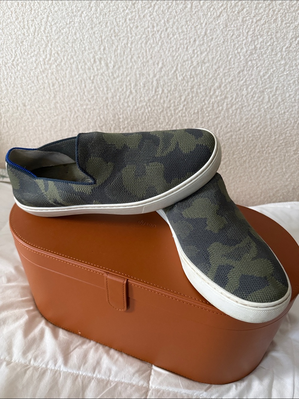 Rothy’s Slip-On Camouflage Canvas Sneakers - Olive/Black